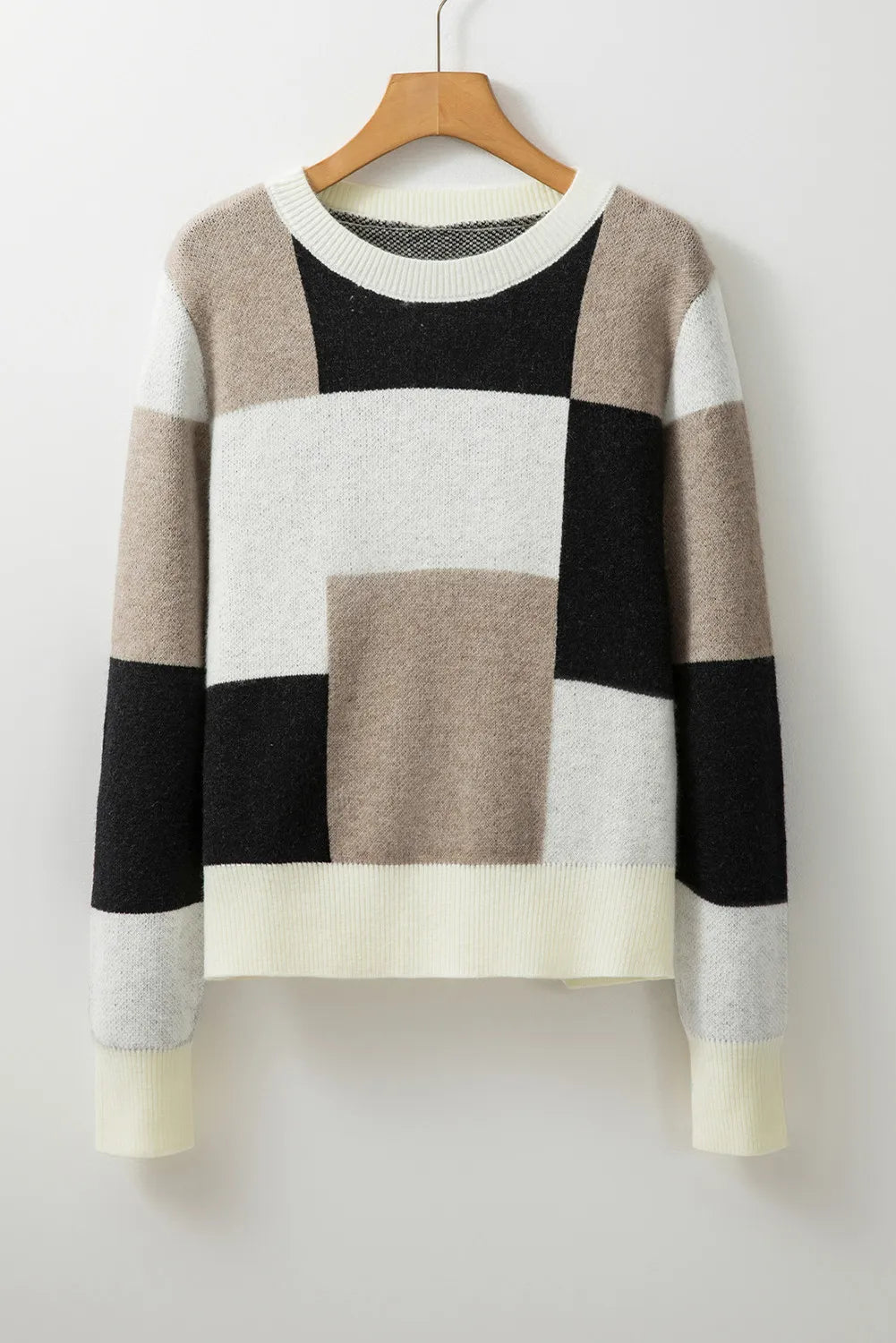 Color Block Round Neck Long Sleeve Sweater - Body By J'ne