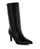 Mentha Woven Faux Leather Boots