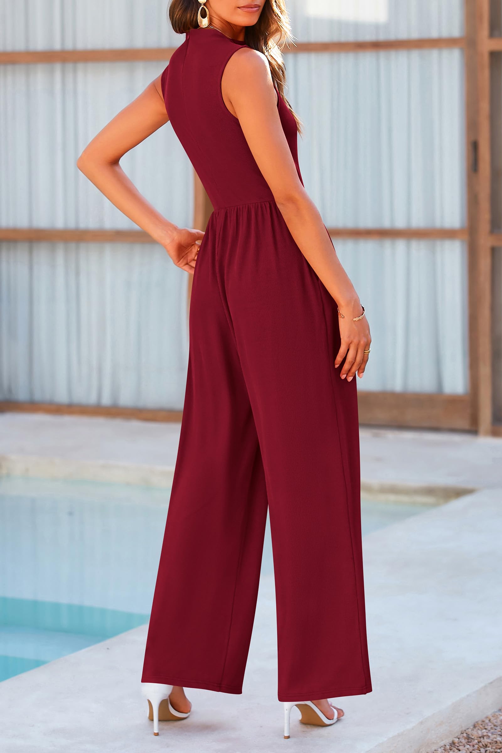 Mock Neck Sleeveless Wide Leg Jumpsuit - Body By J'ne