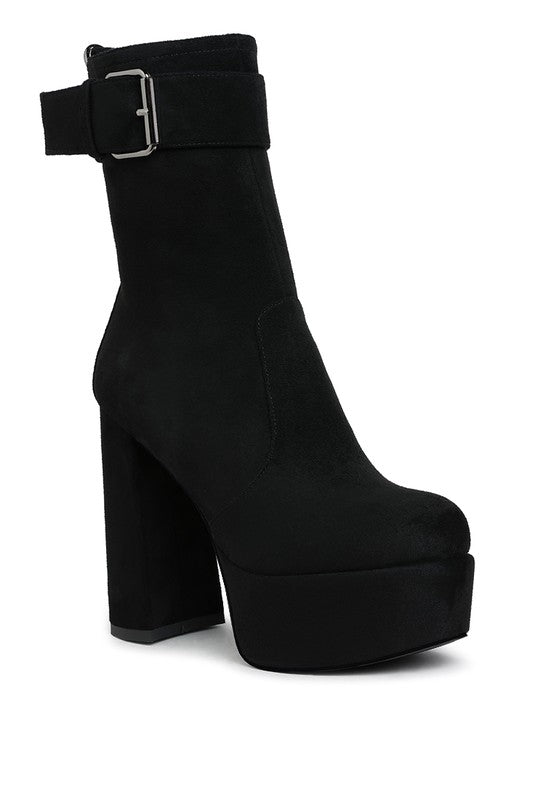 Wanderer Flared Block Heel Mid-Calf Boots - Body By J'ne