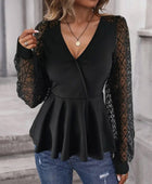 Peplum Surplice Long Sleeve Blouse