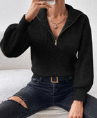 Honey Half Zip Dropped Shoulder Sweater