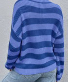 Honey Striped Round Neck Long Sleeve Sweater