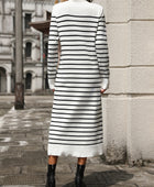 Striped Round Neck Long Sleeve Dress