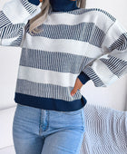 Striped Turtleneck Long Sleeve Sweater