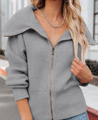 Zip Up Long Sleeve Cardigan