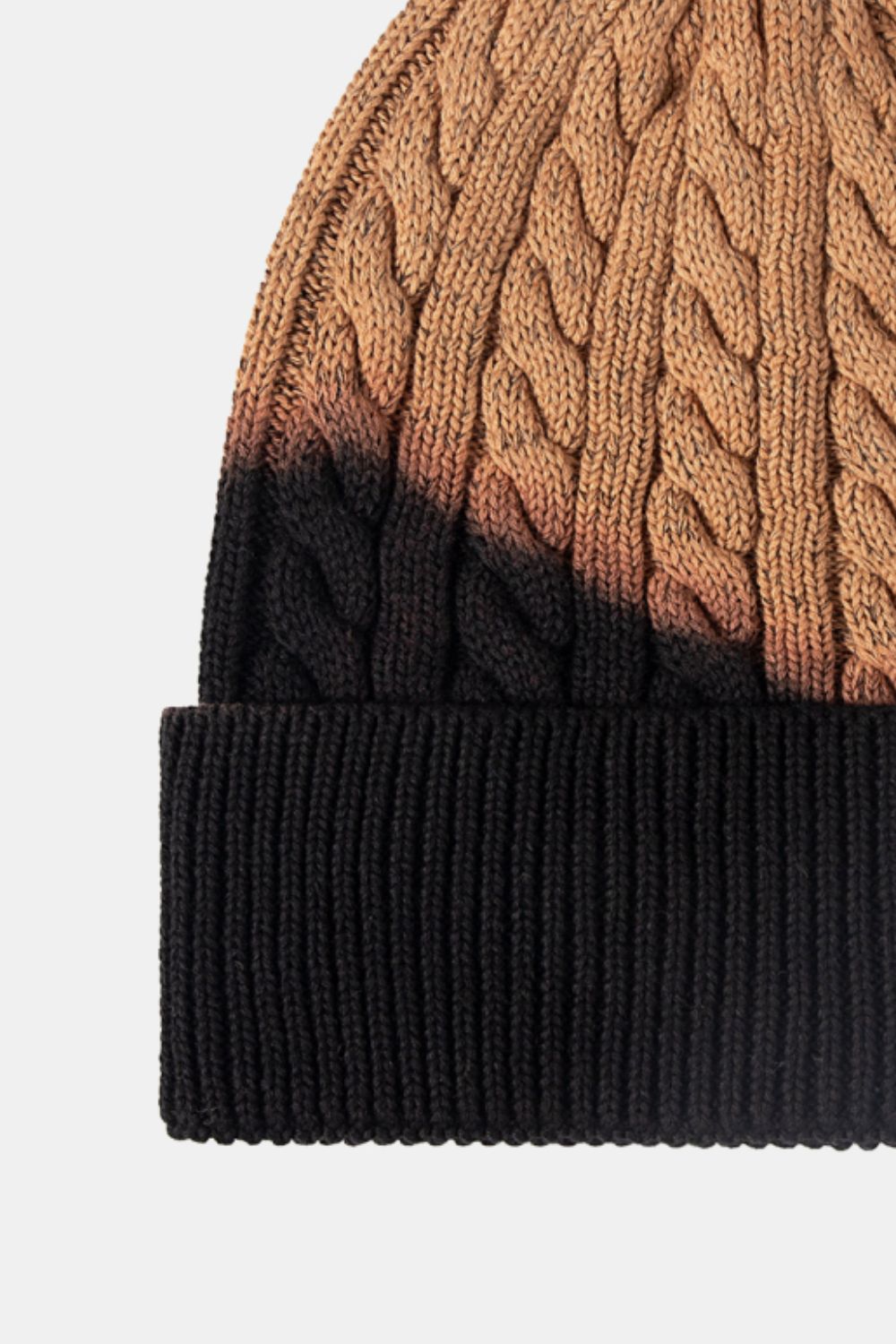 Contrast Tie-Dye Cable-Knit Cuffed Beanie