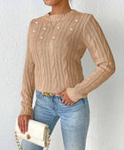 Cable-Knit Round Neck Long Sleeve Sweater