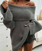 Devine Off-Shoulder Extra-Long Sleeve Sweater