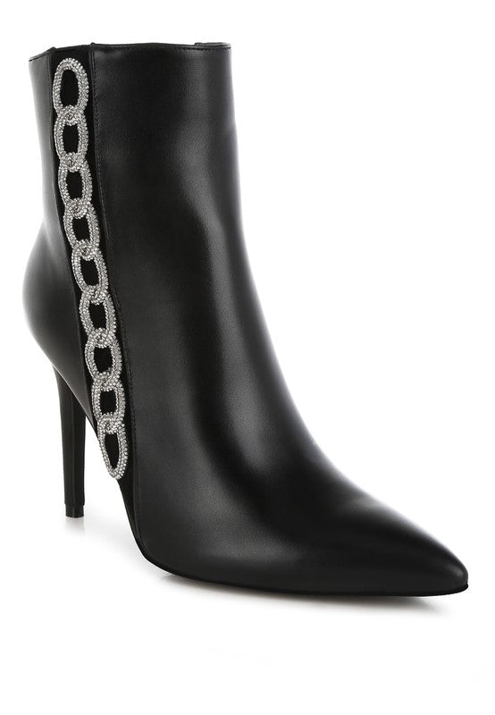 Kalina Rhinestones Chain Detail Boots - Body By J'ne