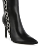 Kalina Rhinestones Chain Detail Boots