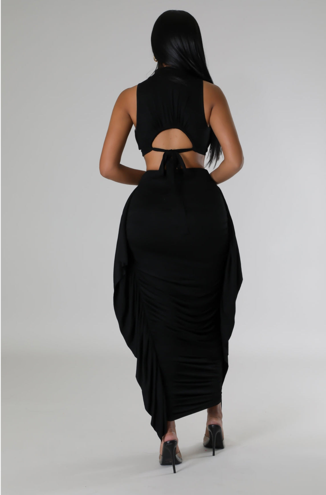 Crop Top Ruched High Waisted Skirt Set - Body By J'ne