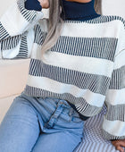 Striped Turtleneck Long Sleeve Sweater