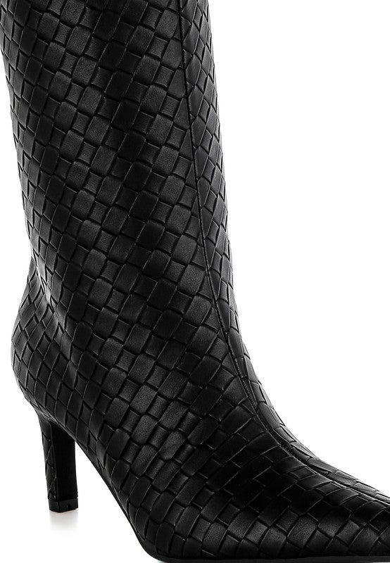 Mentha Woven Faux Leather Boots - Body By J'ne