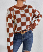 Checkered Round Neck Sweater