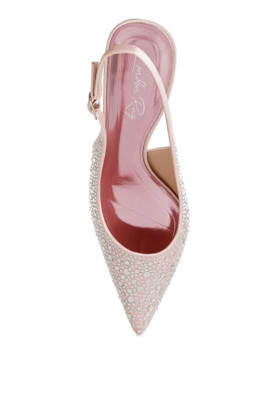 Vernaos Pointed Toe Rhinestone Slingbacks - Body By J'ne
