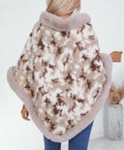 Furry Contrast Three-Quarter Poncho