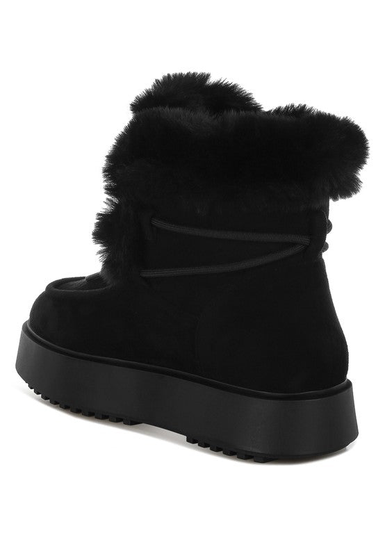 Bunting Faux Fur Collar Flatform Boots - Body By J'ne