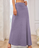 Solid Elastic Waist Maxi Skirt