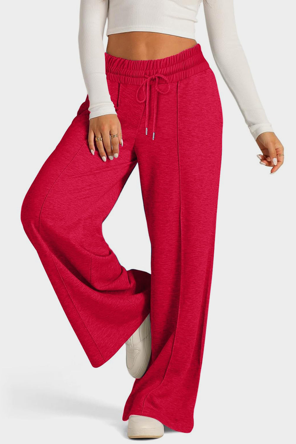 Drawstring Elastic Waist Wide Leg Pants - Body By J'ne