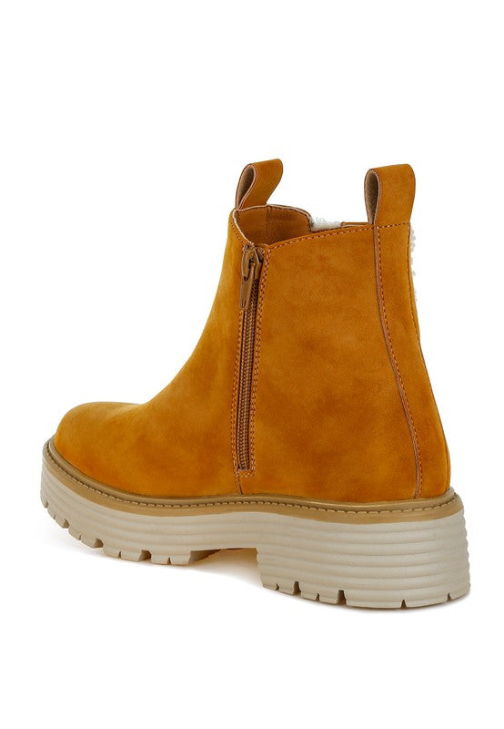 Mothman Faux Fur Detail Chunky Ankle Boots - Body By J'ne