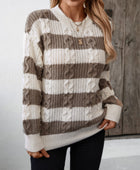 Striped Round Neck Long Sleeve Sweater