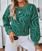 Geometric Round Neck Long Sleeve Sweater