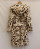 Leopard Print Faux Fox Fur Coat