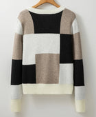 Color Block Round Neck Long Sleeve Sweater