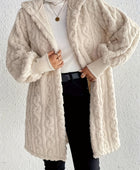 Open Front Long Sleeve Fuzzy Hooded Jacket