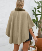 Fuzzy Trim Open Front Poncho