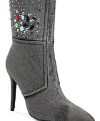 Cornik Multi Color Stones Denim Boots - Body By J'ne