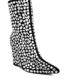 Trend Titan Diamante Slim Wedge Heel Boots