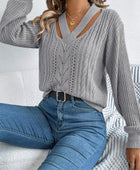 Cutout V-Neck Long Sleeve Sweater