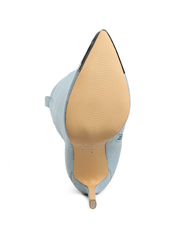 Ridda Metallic Cap Toe Denim Boots - Body By J'ne