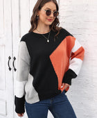 Color Block Round Neck Sweater