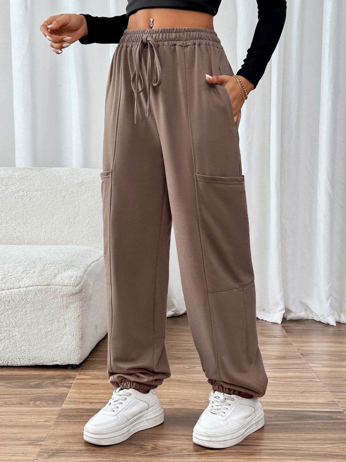 Perfee Tied Joggers with Pockets - Body By J'ne