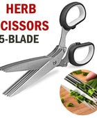 Herb Scissors With Multi Blades Stainless Steel Fast Cutting Shear Kitchen Tool