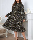 Floral Flounce Sleeve Midi Dress