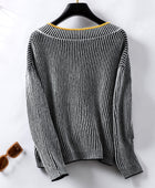 Striped V-Neck Long Sleeve Sweater