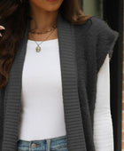 Pocketed Open Front Cap Sleeve Cardigan