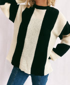 Color Block Round Neck Long Sleeve Sweater