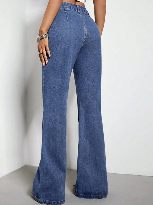 High Waist Bootcut Jeans with Pockets - Body By J'ne