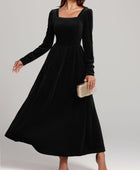 Velvet Square Neck Long Sleeve Dress