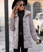 Pocketed Collared Neck Long Sleeve Plush Jacket