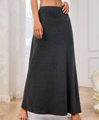 Solid Elastic Waist Maxi Skirt