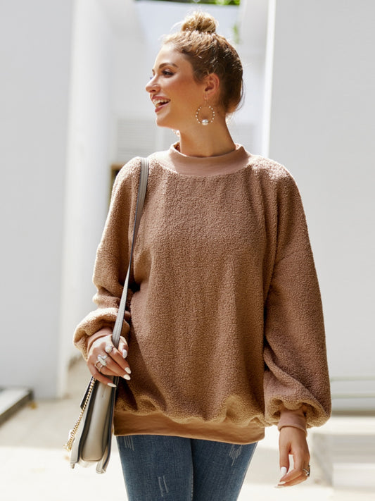 Mock Neck Dropped Shoulder Sweatshirt - Body By J'ne