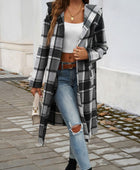 Devine Plaid Long Sleeve Hooded Coat