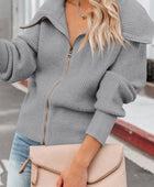 Zip Up Long Sleeve Cardigan