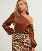 One Shoulder Long Sleeve Blouse